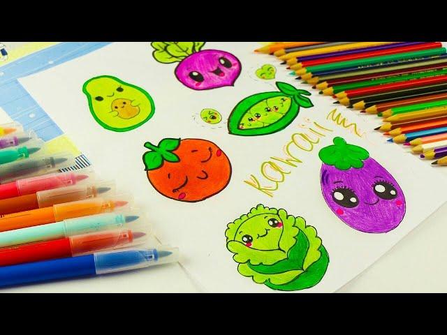 KAWAII DRAWINGS | How to draw KAWAII VEGETABLES | Diy kawaii