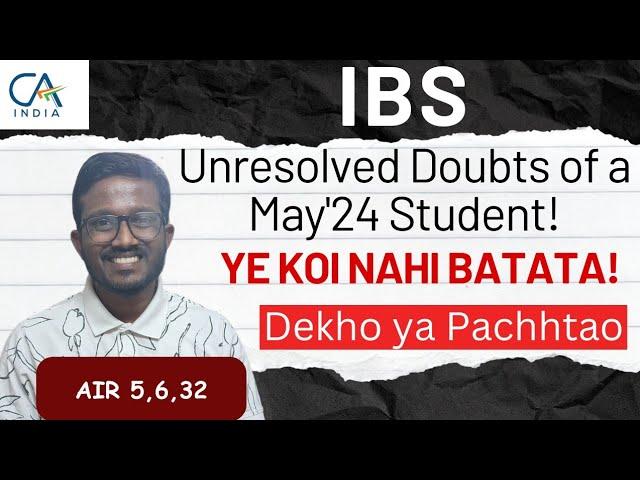 Watch it or Regret Later! | MOST IMPORTANT points for IBS | CA Final