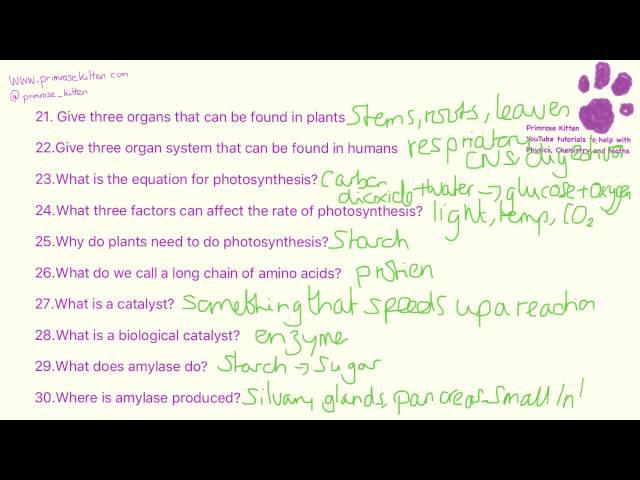 80 Quick Fire B2 questions for GCSE Biology and additional science revision