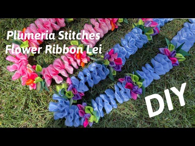 How To Make Plumeria Stitches Flower Ribbon Lei