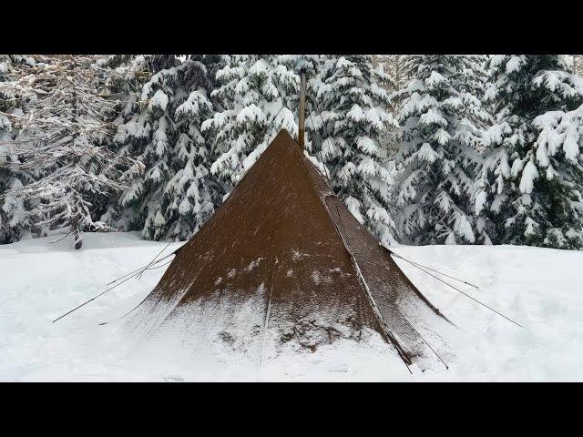 Hot Tent Winter Camping In Deep Snow