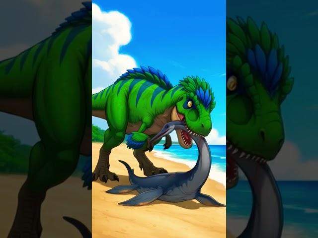 T-Rex eating a Stranded Plesiosaur #cretaceous #trex #dinosaur #sauropterygia #plesiosaur