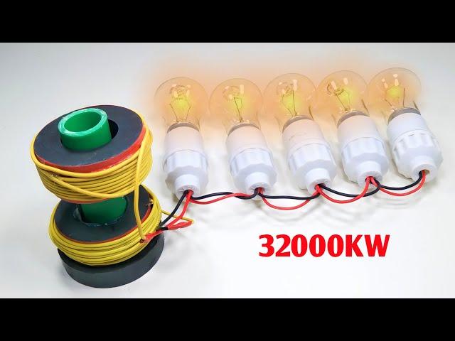 Free Electricity Energy 32000KW 220V Magnetic Generator Use Copper Wire Light Bulb Activity At Home