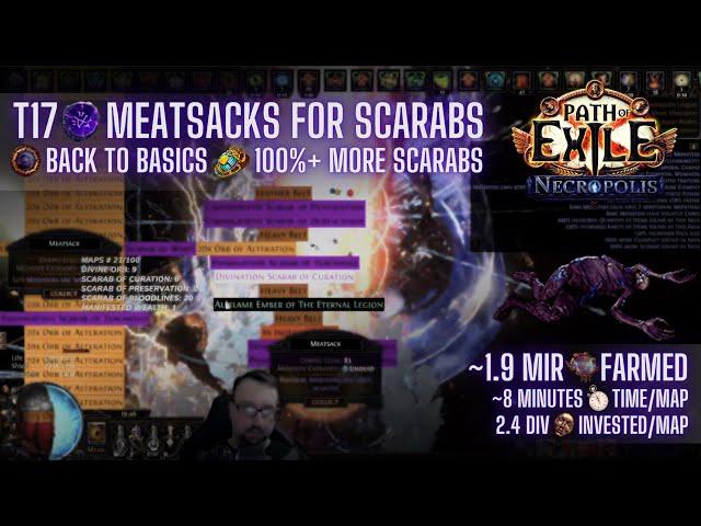 [PoE 3.24] 100 MAPS - Meatsacks Scarab Farming in T17s - Prep & Results (60-90 div+ per hour)