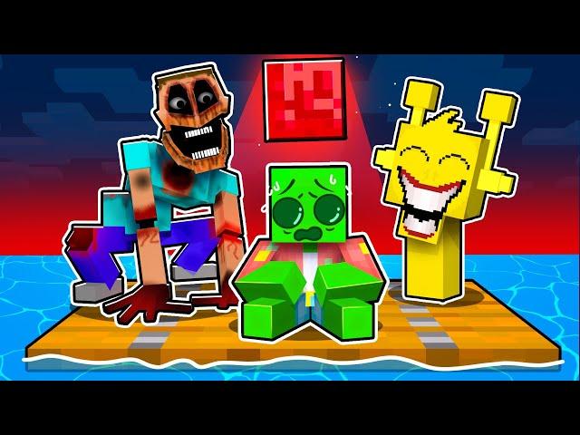 One Slime Block on a HORROR RAFT in Minecraft!