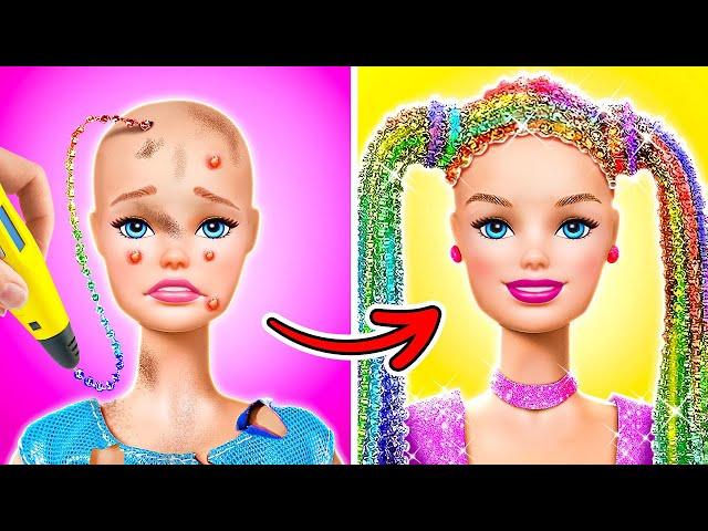 OH NO! Dirty Doll Needs Makeover! Amazing Beauty Hacks for Your Barbie