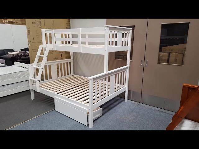 Holly Double Bunk Bed Solid Hardwood White Colour Malaysian Made