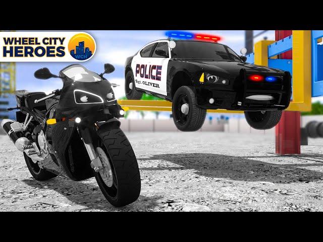 Motorbike lured the Police Car into its traps   Wheel City Heroes