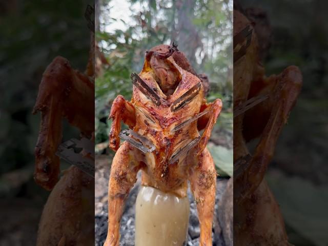 Survival Skills: Single mom grill whole Chicken on bottle #survival #camping #bushcraft #viralvideo