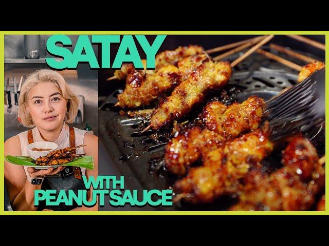 Chicken Satay with Peanut Sauce (no bbq required)