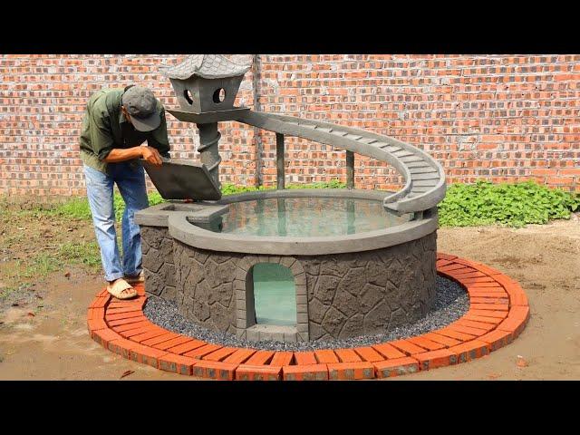 Designer Outdoor Water Fountain | Creative Aquarium with Cement and Brick