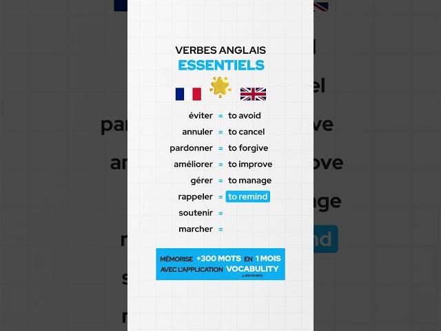 Les verbes essentiels en anglais 