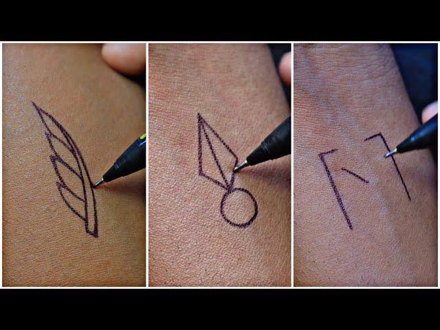 How to make an amazing tattoo of M letter // trending tribal with leave & most viral pen tattoos 