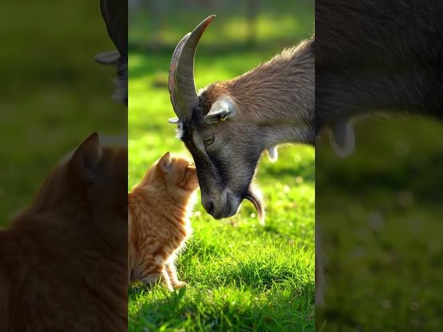 Friendship of Cat and Goat || #cat