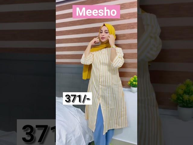 Meesho Super Affordable yellow & white striped dress 317/- only Code ( s-130141055)#shorts