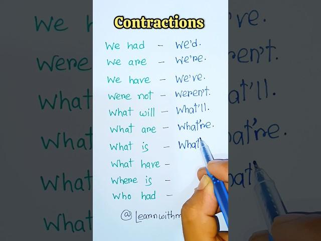 contractions  #english #education #spokenenglish #grammar #ielts #vocabulary