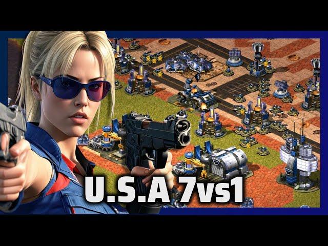 Red Alert 2 | American Superconductor! | (7 vs 1 + Superweapons)