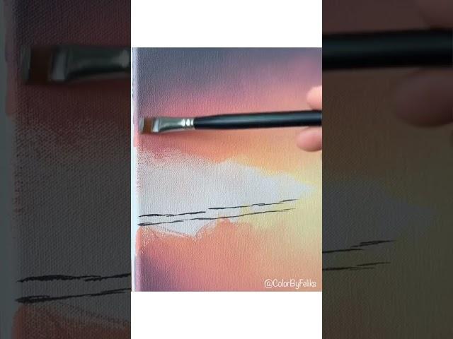 How to paint water reflections using acrylics #shorts #acrylicpainting  #waterreflection