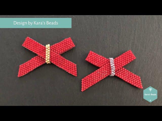 Christmas Bow Tutorial | Beaded Component | Miyuki Delica Beads Thread | Kara's Beads