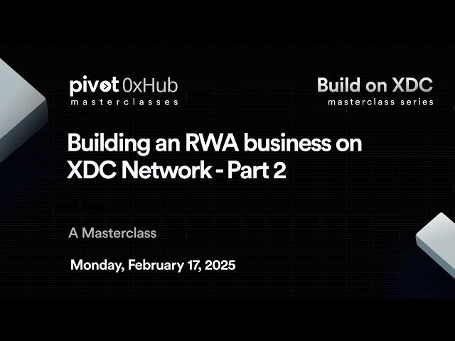 Build on XDC - Building an RWA Business on XDC Network - Gold Tokenization @XinFinXDCNetwork
