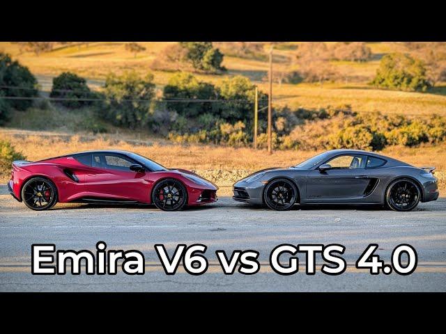 2022 Porsche 718 Cayman GTS 4.0 vs 2024 Lotus Emira V6 - Head to Head Review!