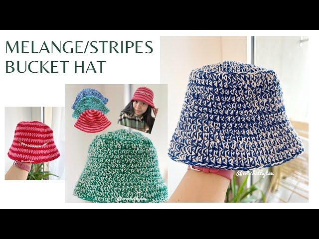 MELANGE AND STRIPES CROCHET BUCKET HAT | CROCHET BY BEV