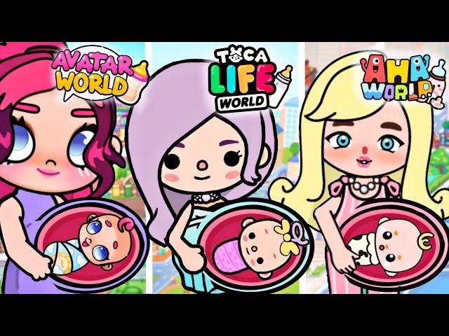 Avatar World Baby vs Toca Boca Baby vs Aha World Baby  | Avatar World & Toca Life World Stories