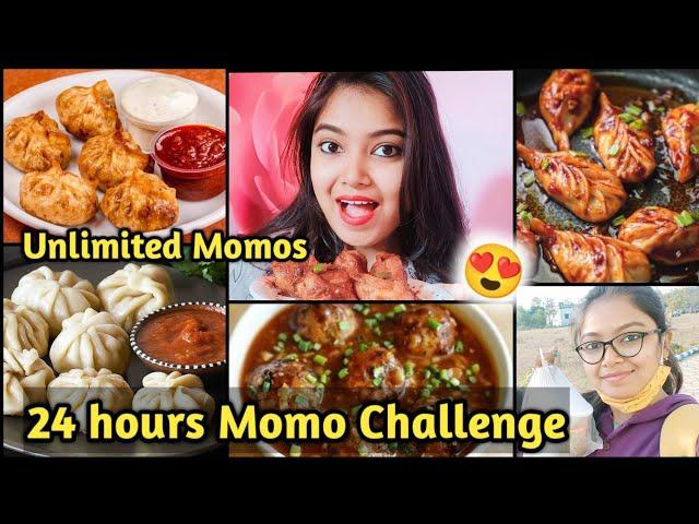 Eating Only Momos for 24 hours Challenge !!  Stay with Ishani ️