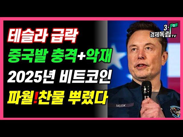 [테슬라 급락!! 중국발 충격+악재! 2025년, 비트코인은? 파월! 찬물 뿌렸다!! ]#3.1경제독립tv