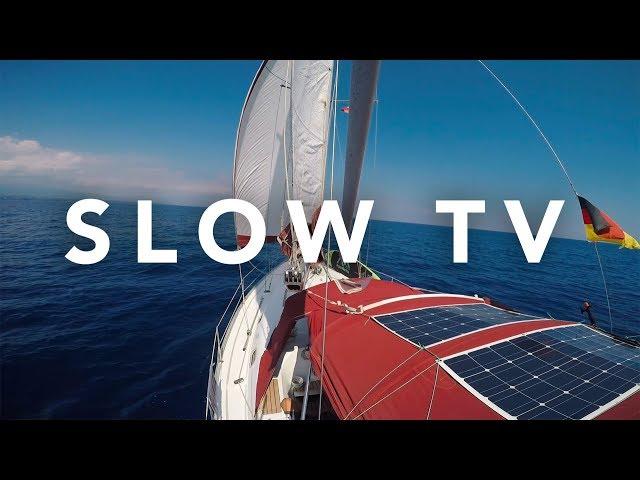 [75 min] SLOW TV - ASMR relaxing OCEAN sounds - sail, relax, sleep, study - boat life