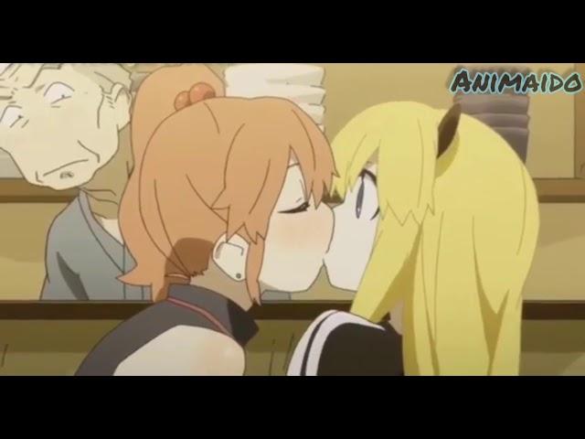 anime yuri kiss 14 - hen zemi - anna x makiko kiss - anime kiss moments