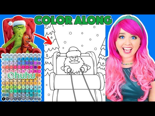 Color The Grinch Santa Sleigh Christmas Picture With Me | COLOR ALONG WITH KIMMI