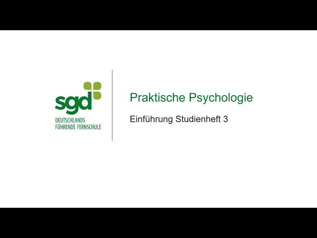 Praktische Psychologie  |  sgd-Fernstudium