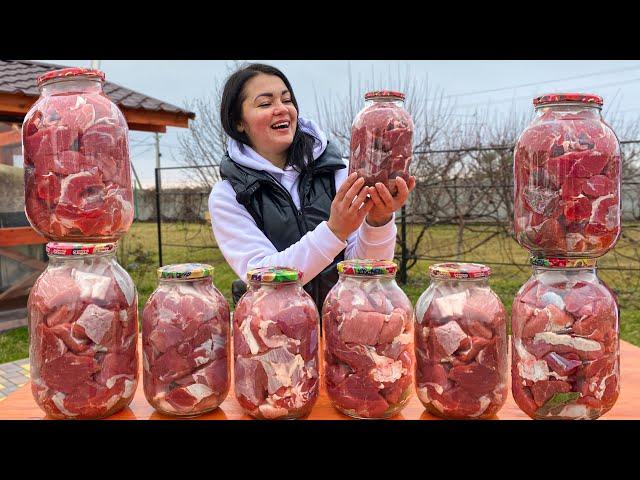 Homemade Canned Beef in a Glass Jar for the Winter! It tastes better than in the Supermarket