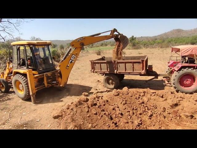 JCB 3DX Loading gravel 2 Tractor for Making New Temple Road in Village | Jcb video | JCB Bulldoze