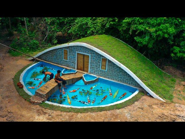 Build Underground House House  With Design Fish Pond