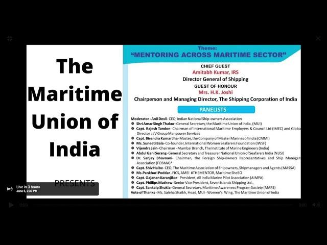 Mentoring Across Maritime Sector | The Maritime Union of India - https://youtu.be/z5yOKB0vWqg