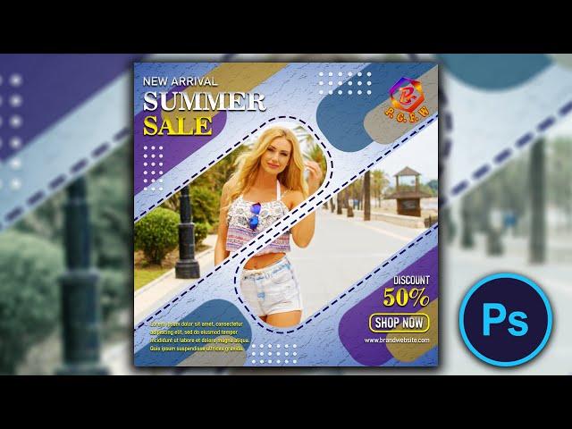 Summer Sale Social Media Banner Design In Photoshop CC | Summer Sale Social Media AD In Photoshop CC