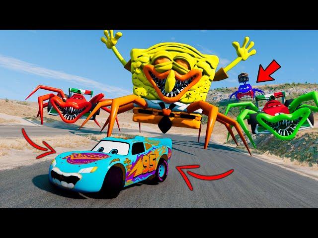 Live Exciting Chase: Lightning McQueen VS Head Eater Spider Cars! Epic Escape from Monstrous Car #20