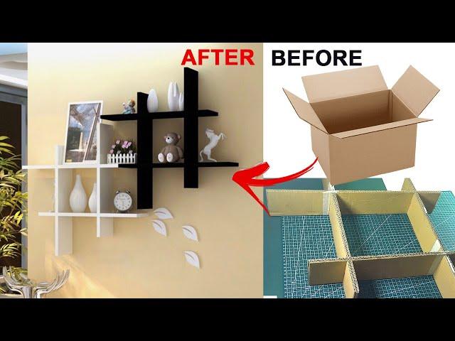 DIY wall shelf decor | Minimalist wall shelves using Cardboard | Easy Craft