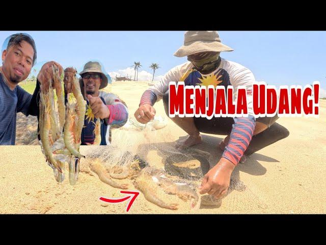 MENJALA UDANG BESAR BAS TEPI PANTAI TERENGGANU ! | Traditional Cast Net Fishing