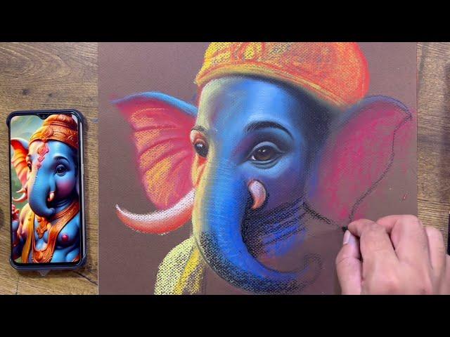 Sabse aasan takeeka Soft Pastel drawing karne ka   | Lord Ganesha ji Painting