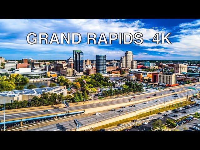 Grand Rapids 4K - Driving Downtown - Michigan