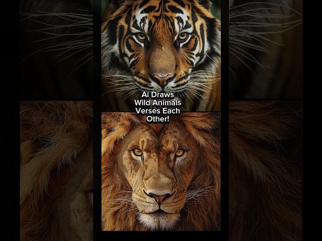 Ai Draws Wild Animals Verses Each Other!  #shorts #animals #lion #wildlife #ai #versus #chatgpt