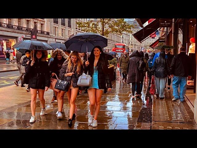 Central London In Rain Showers | London West End Walk Oct - 2021 [4k HDR]