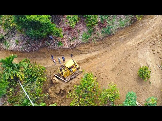 Heavy Equipment Working Caterpillar D6R XL Dozer Operator Opening Plantation Road