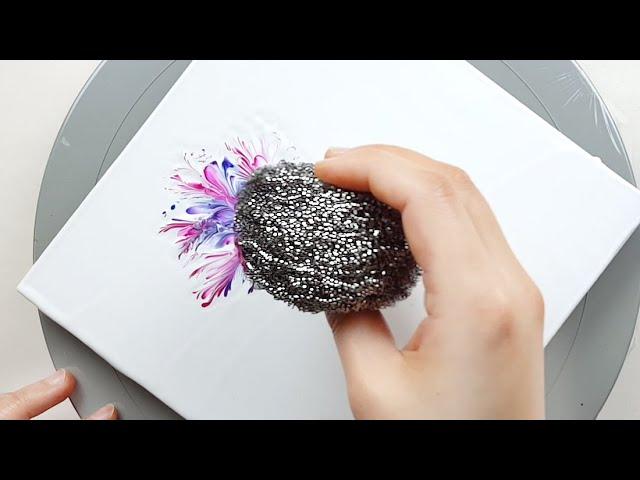 (411) Beautiful flowers | Steel scrubber rolling technique | Acrylic Pouring | Designer Gemma77
