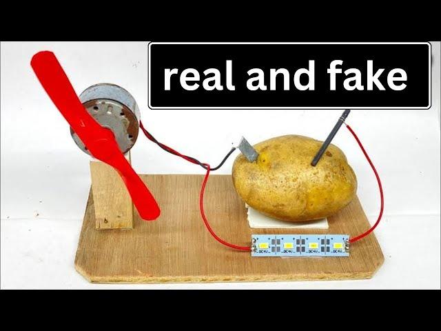 Real aur fake  how to turn a motor with a potato  science experiment @FahimPakaovlogs