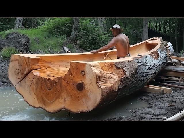 How this Survival Expert Turned a Massive Log into Amazing CANOE | by @OutbackMike