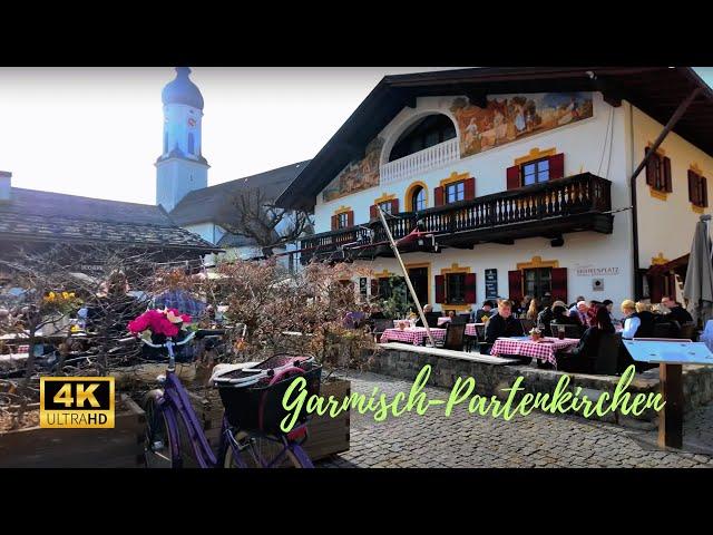 Garmisch-Partenkirchen, Germany - Sunny afternoon walk around a Beautiful Bavarian town - 4K 60fps